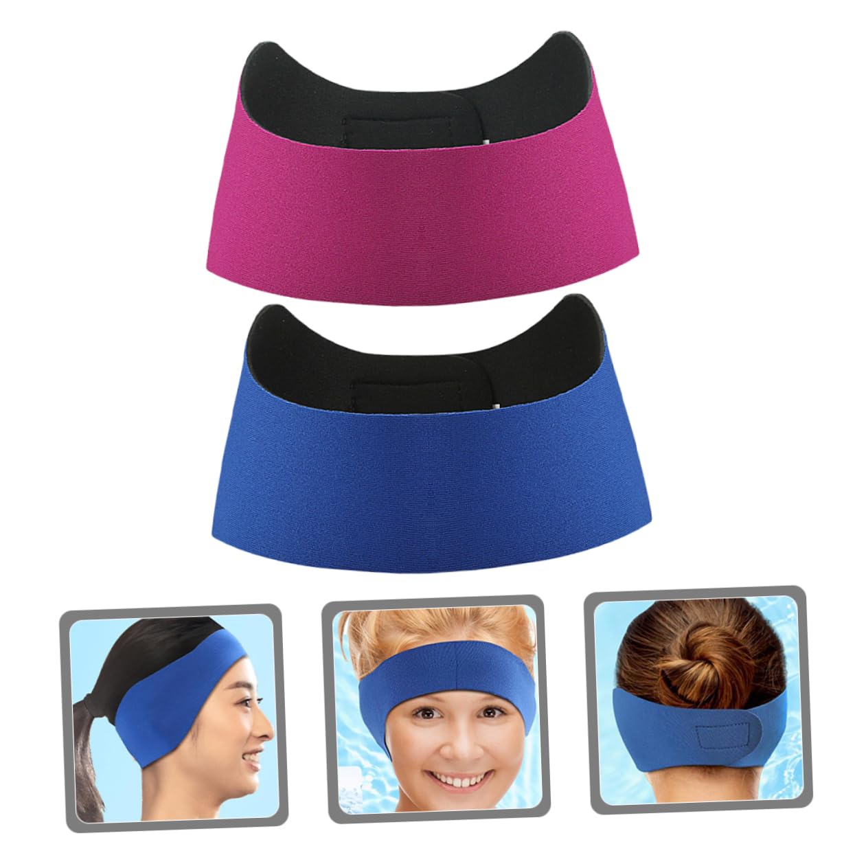 Baluue Adjustable Swim Headbands 2pcs Ear Covers for Swimmers Shower Ear Protection Neoprene Material Comfortable for Men Women