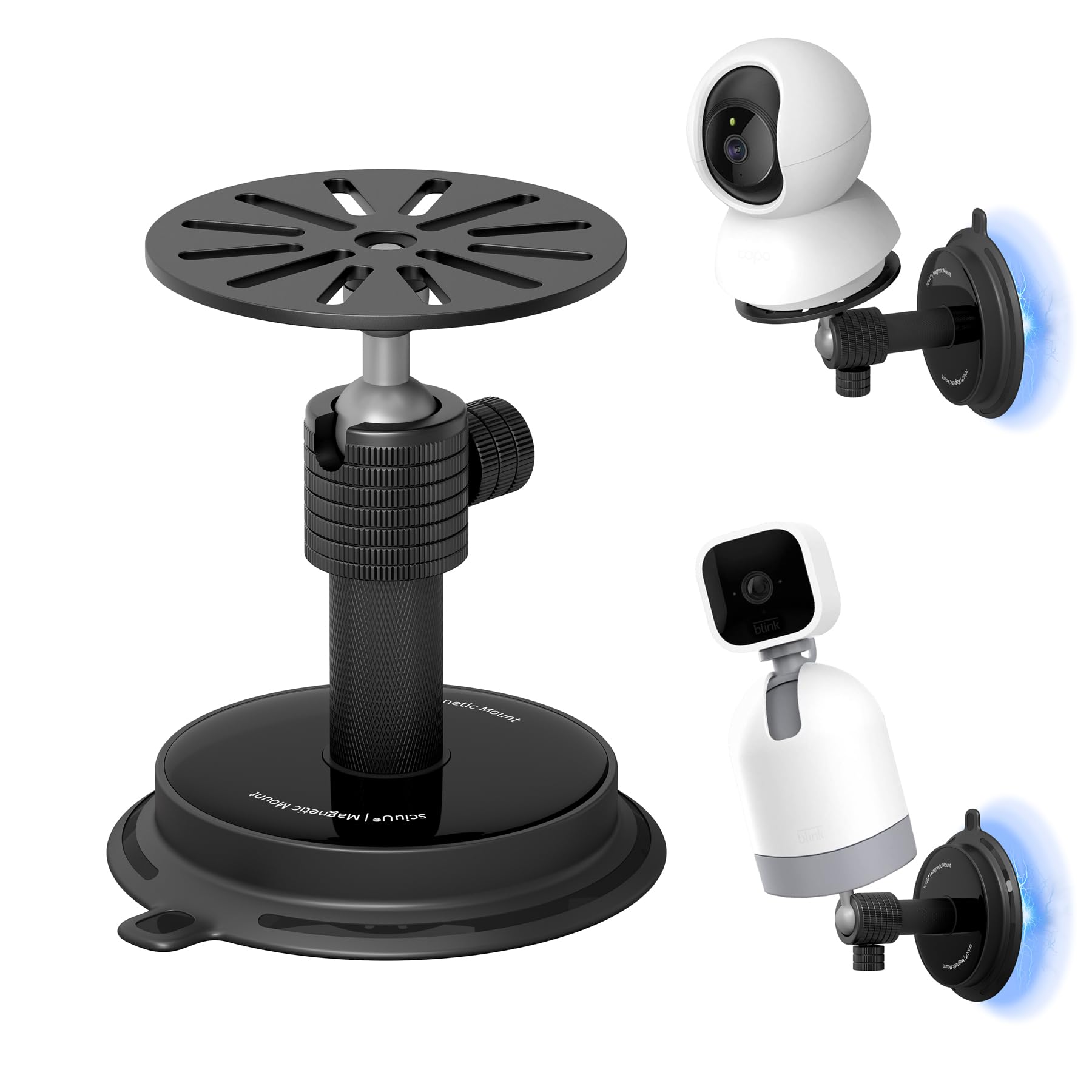 sciuU Magnetic Camera Mount, Drill-Free Base compatible with TP-Link, Blink, Wyze, eufy, Action Cameras