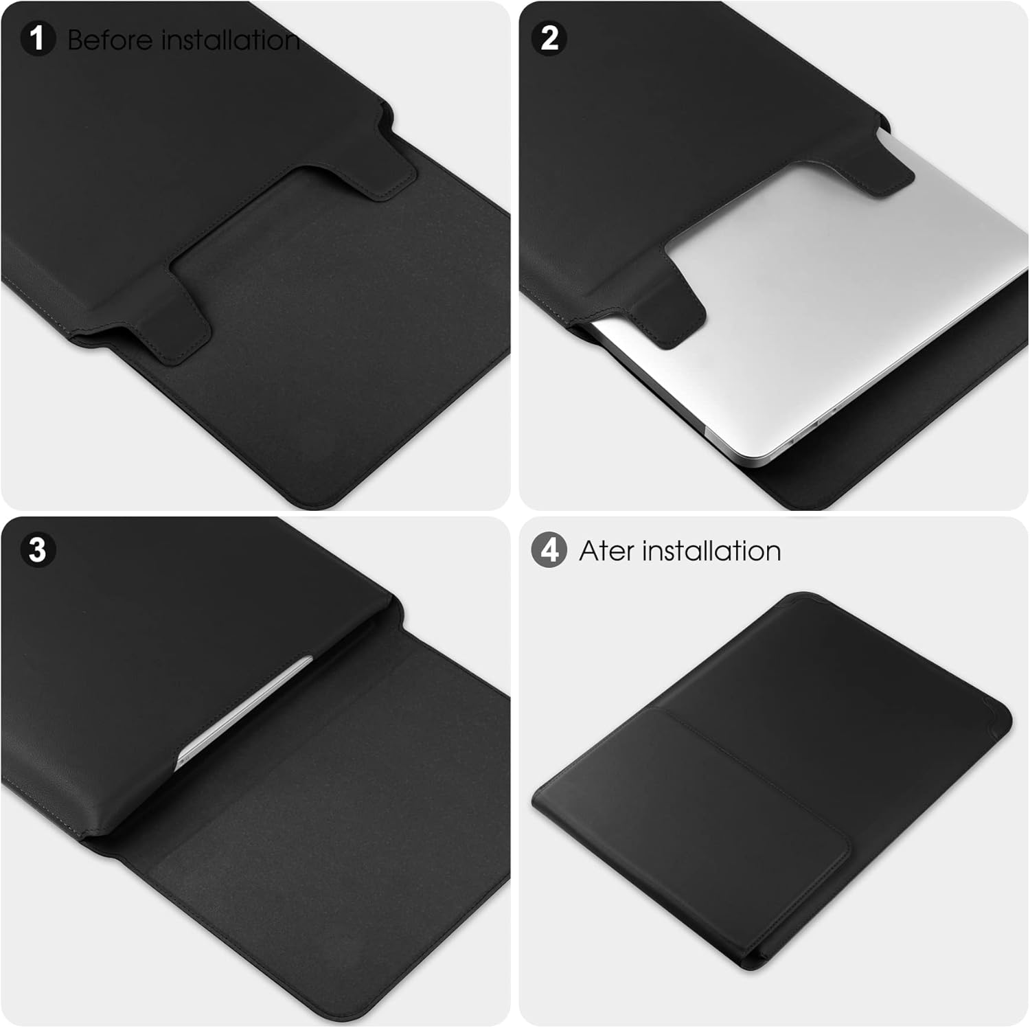 15 16 Inch Laptop Sleeve Case Leather Bag for MacBook Pro 16 2021 & 2019/ASUS Vivobook 15/Huawei MateBook D15/HP 15.6" PC/MacBook Pro 15/Surface Laptop 3/Dell Inspiron 15/IdeaPad, Black - Image 6