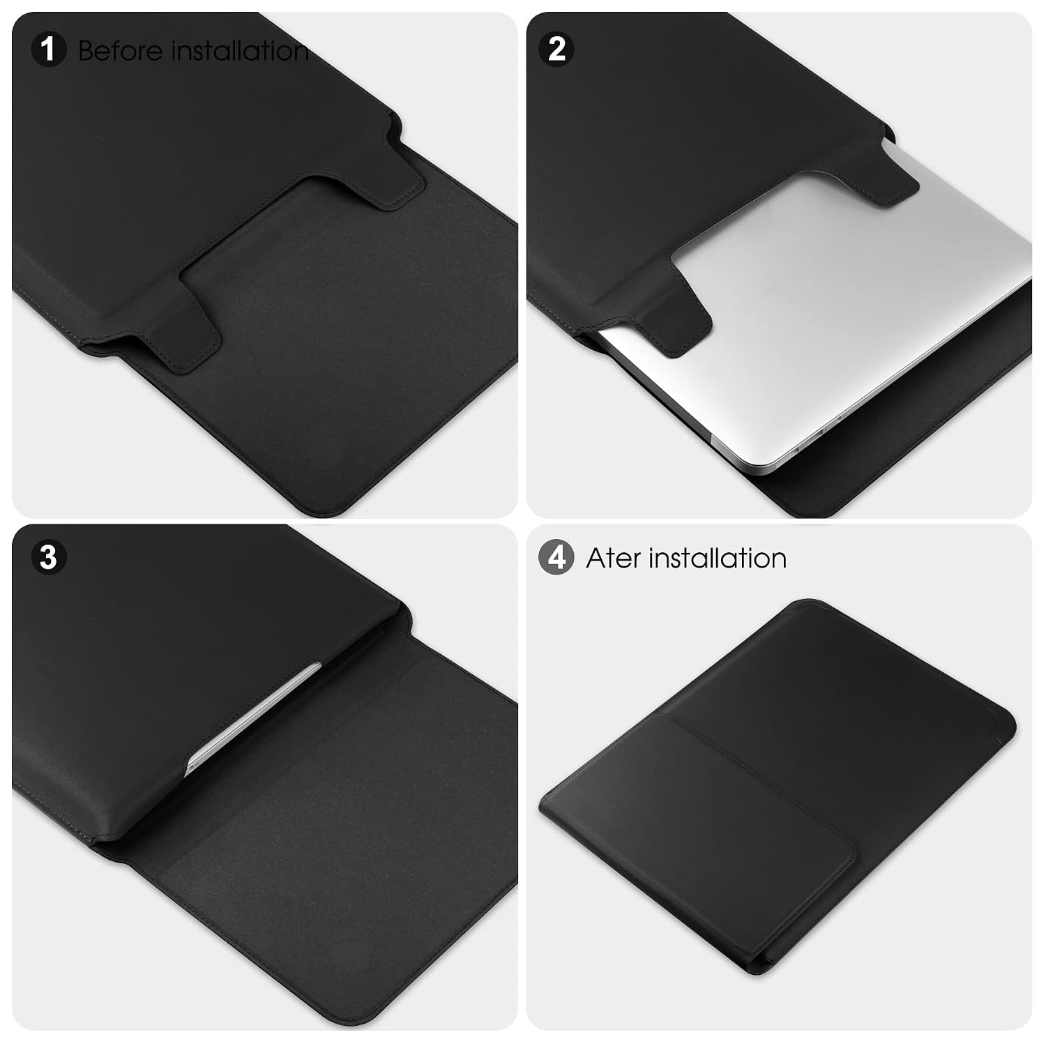 HoYiXi 13 Inch Laptop Sleeve Case Leather Bag Compatible with MacBook Air 13 M1 M2 2022-2018/MacBook Pro 13 M2 2022-2016/Surface Pro 8 2021/Surface Go 3 13-13.6'' Dell Lenovo HP... - Image 6