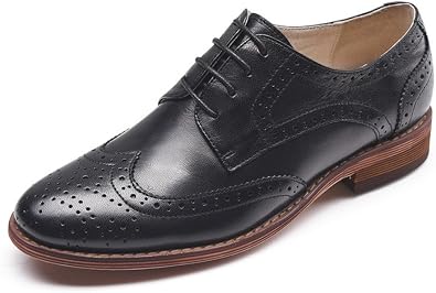 Amazon.com: U-lite - Zapatos Oxford planos de piel para mujer, perforados,  con cordones : Ropa, Zapatos y Joyería