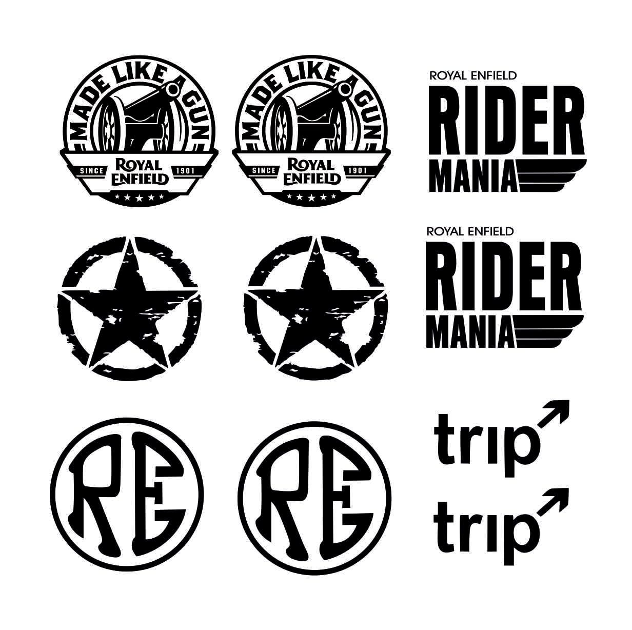 Bike Stickers Compatible for Royal Enfield Sticker and Graphics Combo Kit Bike Helmet Classic 350 Grey Decals Pack of 10, Vinyl, Self Adhesive