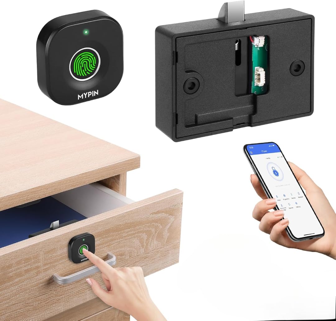 Quick Sense | Bluetooth Fingerprint Cabinet Lock | App, Apple Watch, Biometric Unlock | Smart Keyless Hidden Drawer Lock | Emergency USB Key | Child Safety DIY Electric Lock | Pack of 1 Quick Sense | Bluetooth Fingerprint Cabinet Lock | App, Apple Watch, Biometric Unlock | Smart Keyless Hidden Drawer Lock | Emergency USB Key | Child Safety DIY Electric Lock | Pack of 1