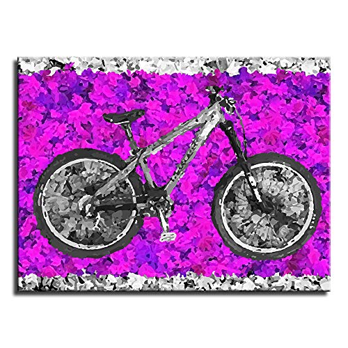 BPAGO Forgotten Forest Leaves Mountain Bike Wall Art Canvas Painting Purple Gray Wall