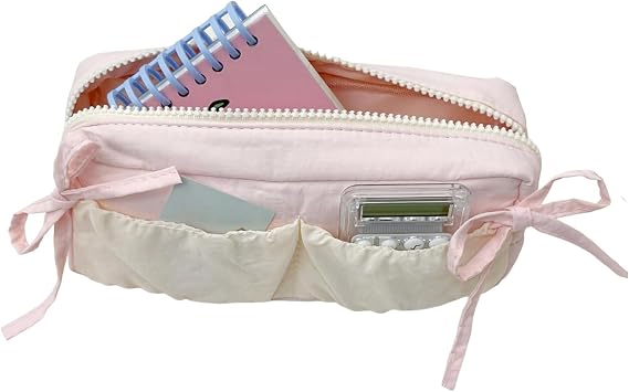 Pencil Case Organizer, Compact, 19x5x8cm, Rosy Posy Pencil Case, Cute Aesthetic Drawstring Pen Pouch Holder, Spacious and Organized Storage for Teacher Student Backpack Travel Kindergarten