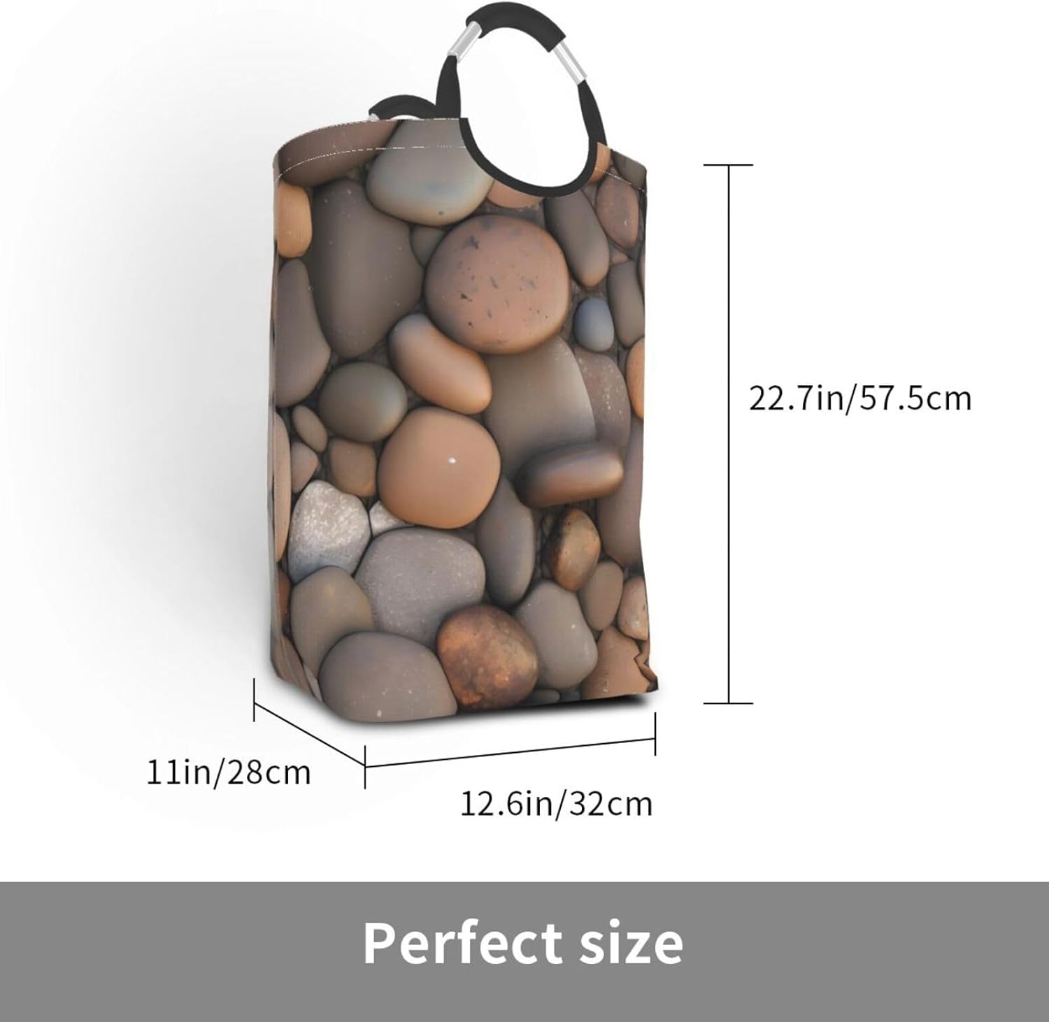 Pebbles in the beach Foldable storage bag, 50L capacity, suitable for laundry room, dormitory bedroom, dirty clothes storage basket.