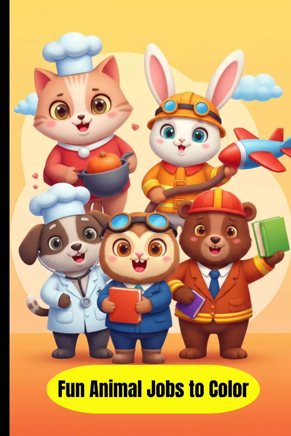 Cute Animal Jobs Coloring Book: Funny Animals Working Different Jobs Like Chef, Doctor, Pilot and More Fun Occupations to Color