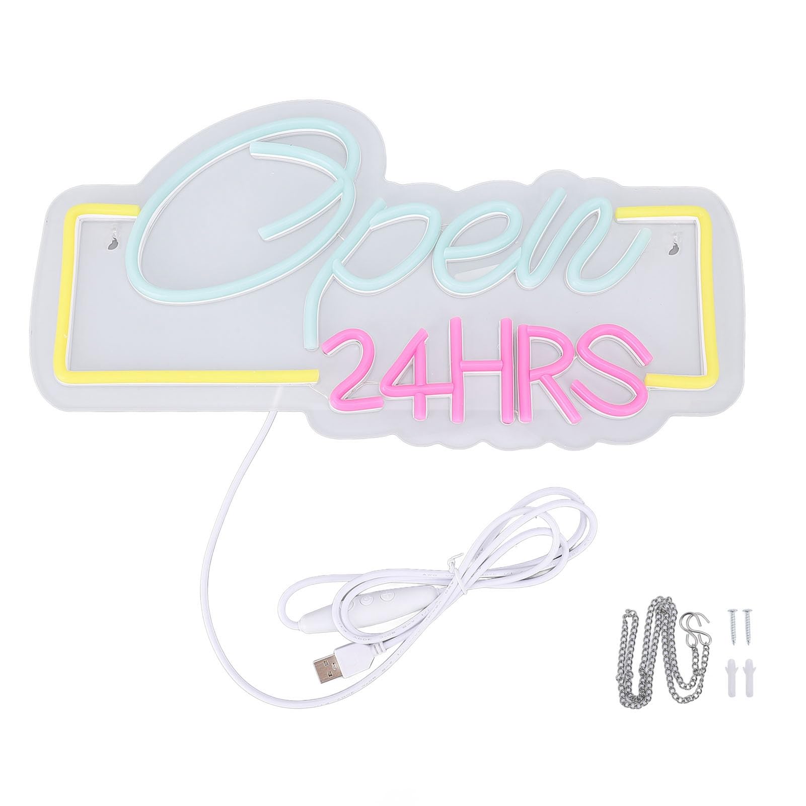 Otwarty 24-godzinny Znak Neonowy, Znak LED o Regulowanej Jasności,