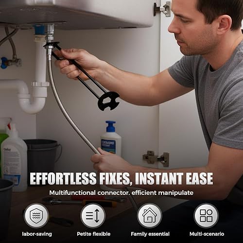 Miniatura 2 de 2 llaves multifuncionales para fregadero, herramienta de fontanería, llave de fregadero debajo del lavabo, espacios reducidos para cocina y baño