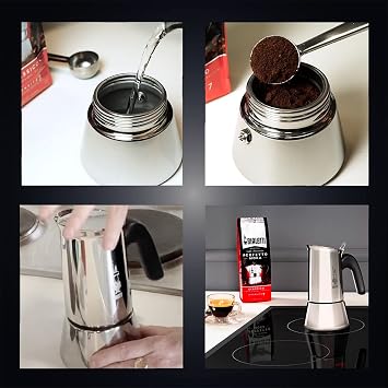Bialetti Venus Induction Hob Espresso Coffee Maker Stainless Steel Suitable for All Hob Types 6 Cups 235 ml Aluminium Silver