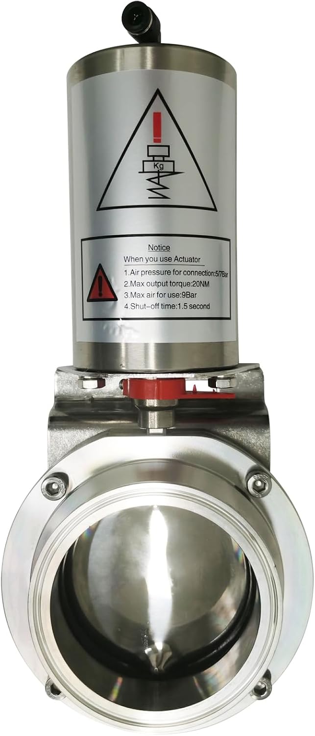 4 inch/102 mm Sanitary Butterfly Valve Pneumatic Actuator Butterfly Value Single Acting Tri Clamp Quick Install Stainless Steel