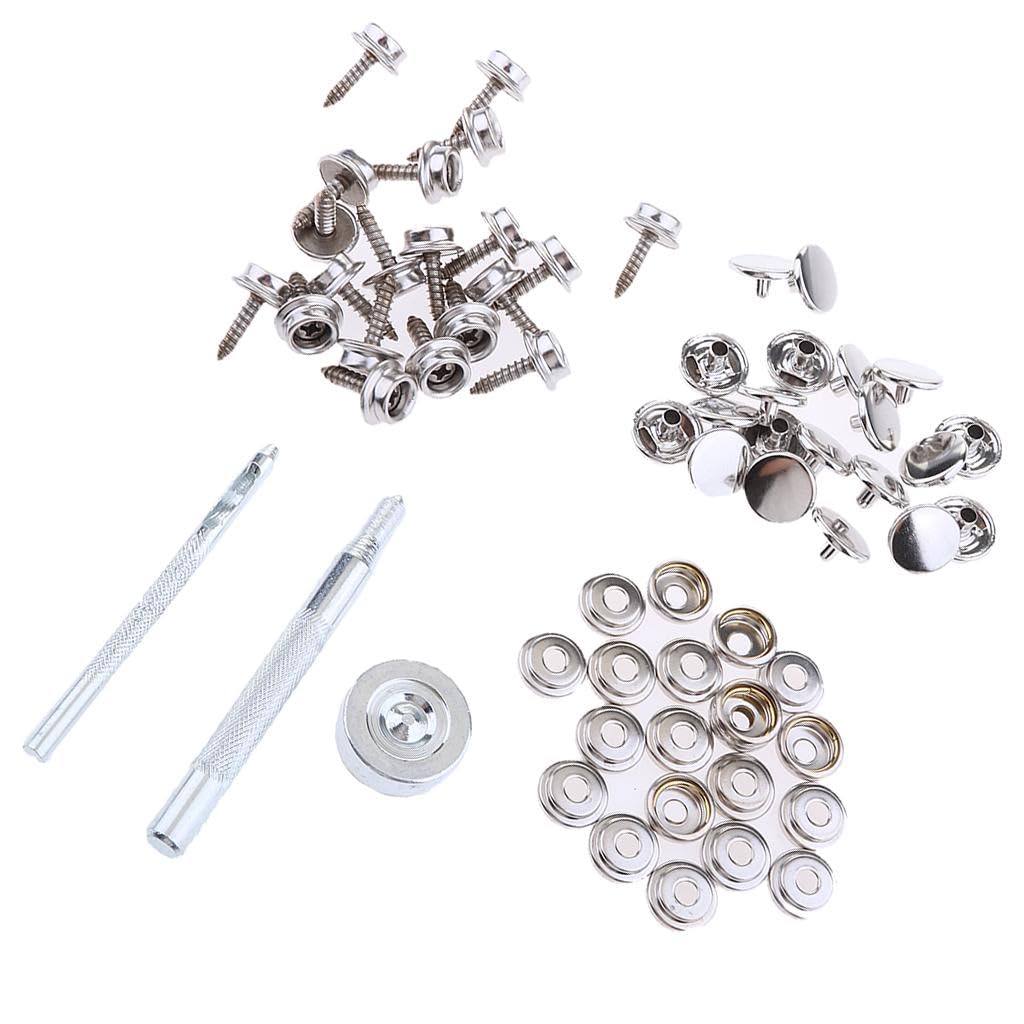 2 Paquetes Broches a Presión para Tapicería Botones de Tornillo Juego de Remaches Kit de Cierres con Herramientas de Acero Inoxidable Y Cobre Apto Par, 2 Piezas