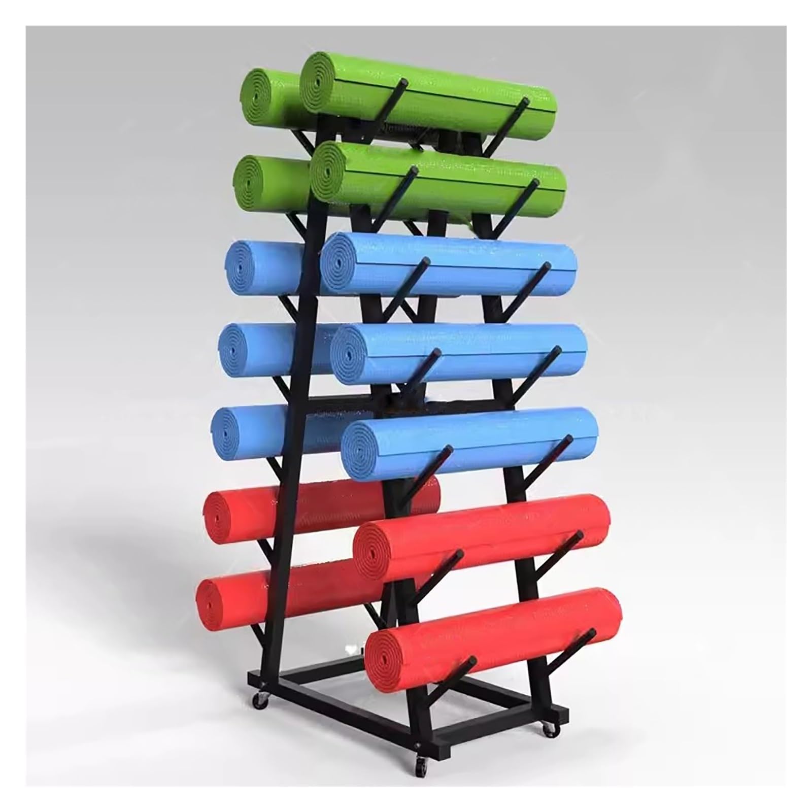 Supporto portaoggetti per Palestra Domestica, Mobile, di Grande capacità, per tappetini da Yoga, Organizer per Allenamento in Palestra Domestica, Supporto espositivo in a（Black-7 Tier）