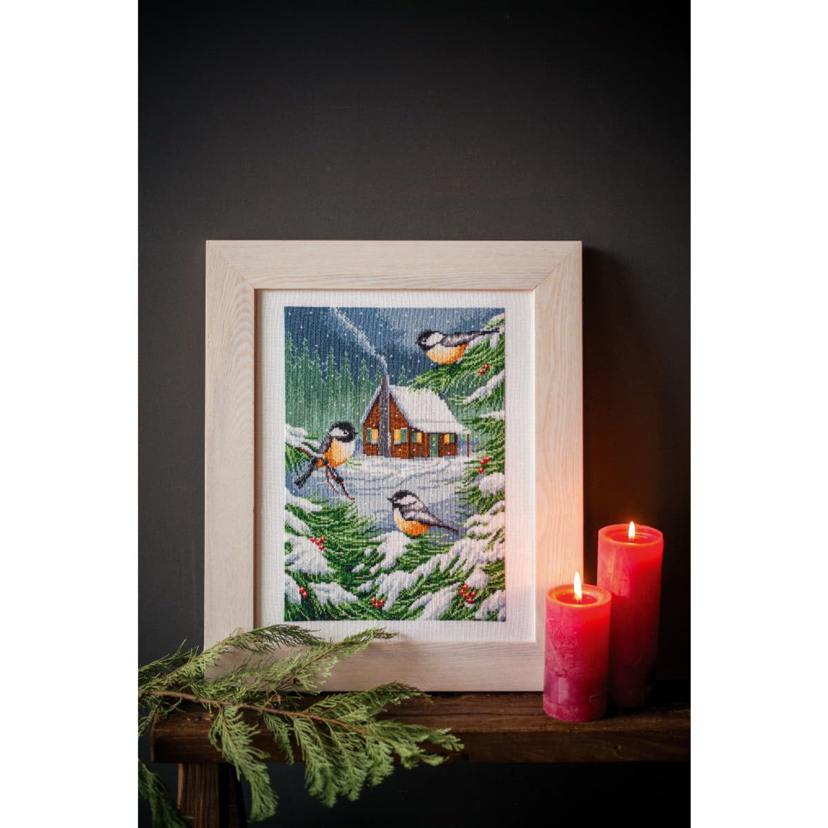 Vervaco Kit Punto Croce Contato SCENA INVERNALE Decorativi Per Pareti ca. 25 x 35 cm Set Fai Da Te Creativo Adulti Casa Decor Arte Da Parete Kit Per Hobby Cross Stitch