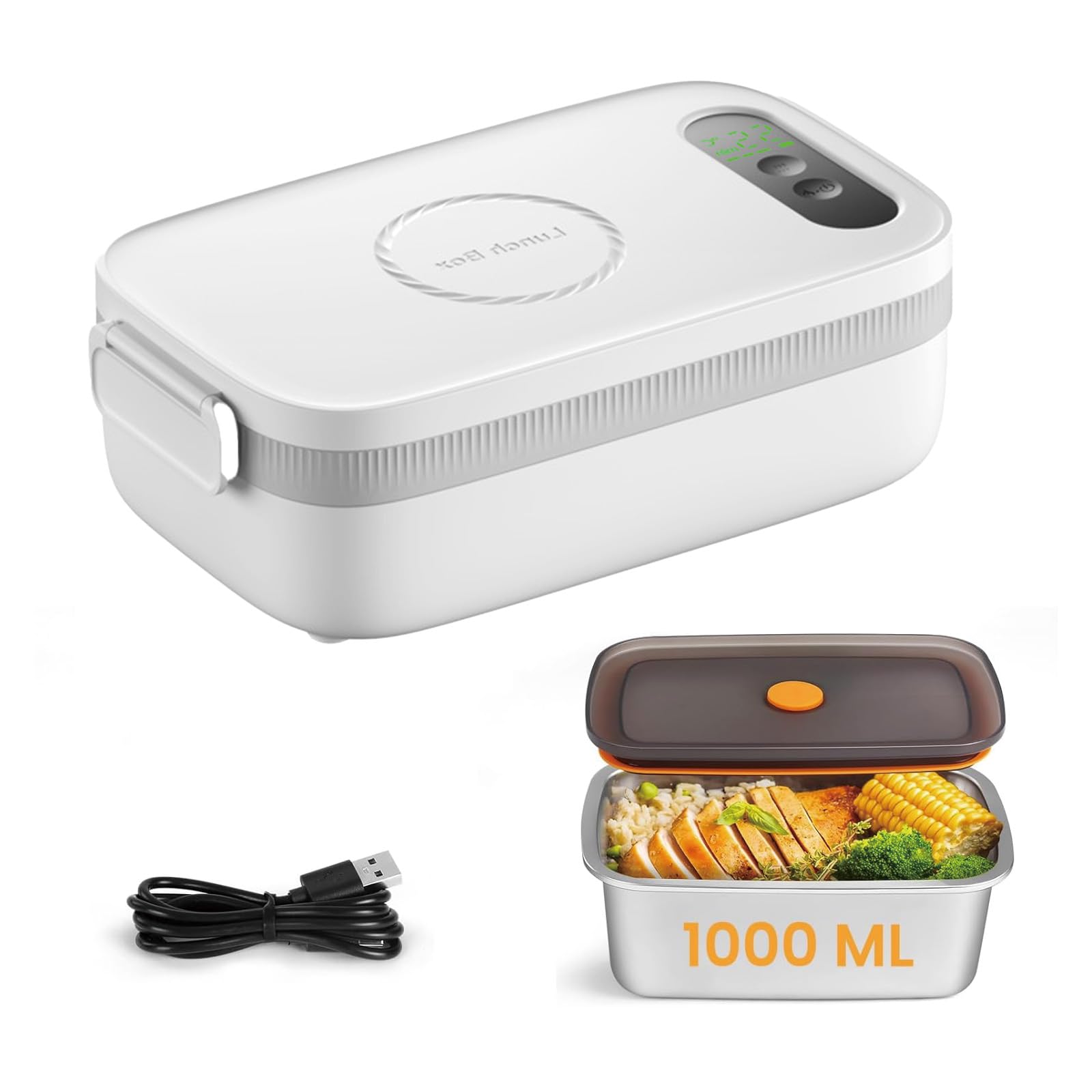 Cordless Electric Lunch Box for Adults,1L Heated Lunch Box 14000mAh Batt
