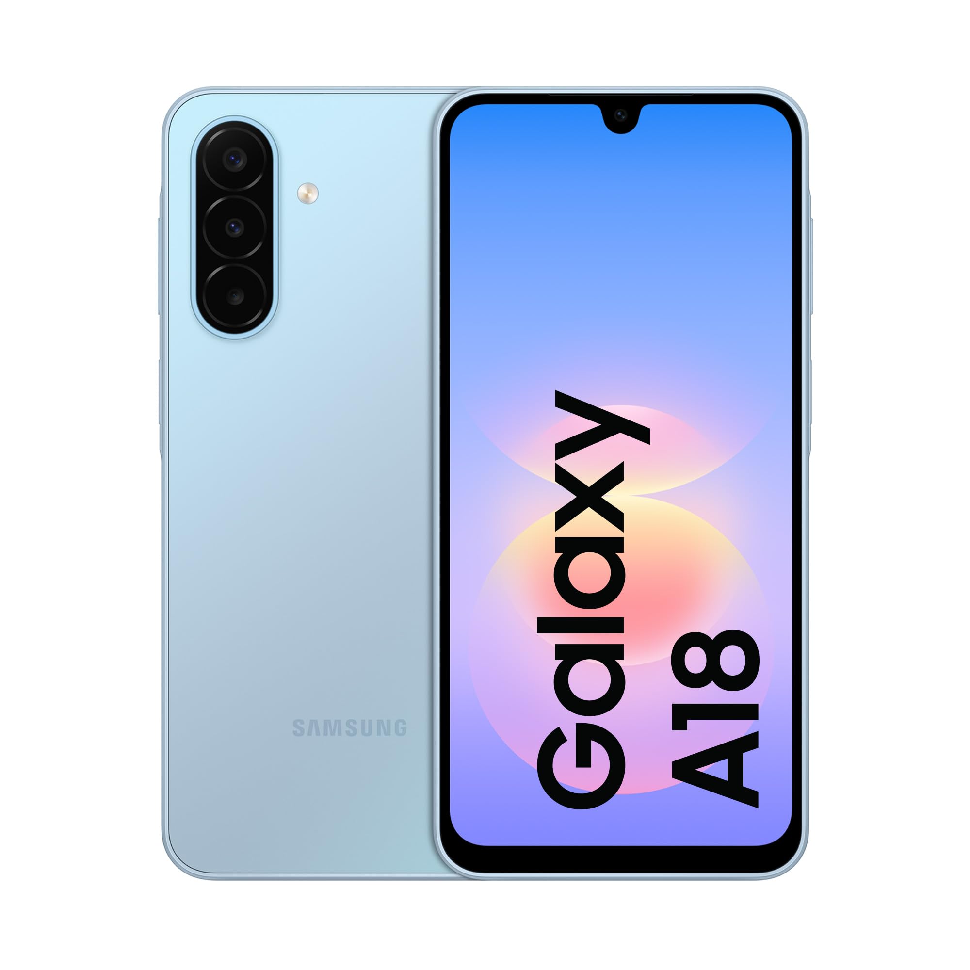 Samsung Galaxy A18, 128GB, Light Blue [Versione Italiana] | 3 anni di Garanzia, Design Sottile, Cerchia e Cerca, Tripla Camera 50MP, 5.000 mAh, IP64, RAM 4GB + 4GB Ram Plus