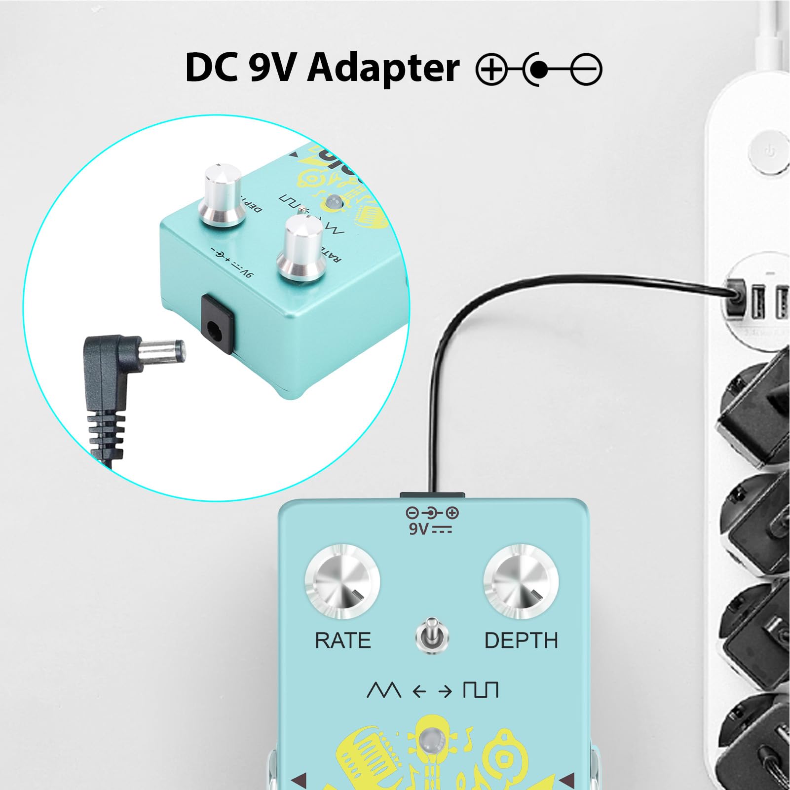 Pedał Tremolo do Gitary, Design w Stylu Vintage z True Bypass i Przełącznikiem Kształtu Fali LFO, Tryb Trójkąta/kwadratu, Pokrętła RATE i DEPTH, Funkcje Nagrywania w Pętli
