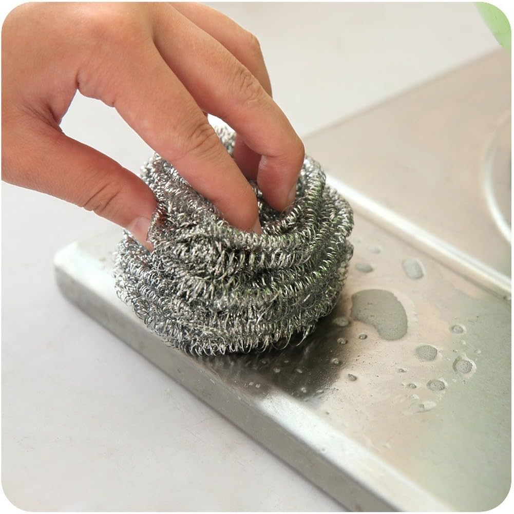 Generic 4 Pcs Stainless Steel Scourer Wire Dish Pot Kitchen Cleaning Ball Washing Dishes Scrubbers Pan Bowl Cleaner Kitchen Accessories