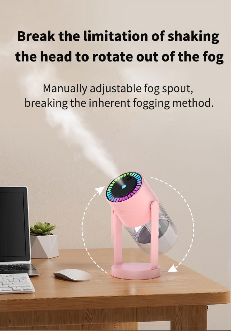 Humidificador Starry Sky: giratorio, luz de cielo estrellado, puerto USB, silencioso, compacto y eficiente.