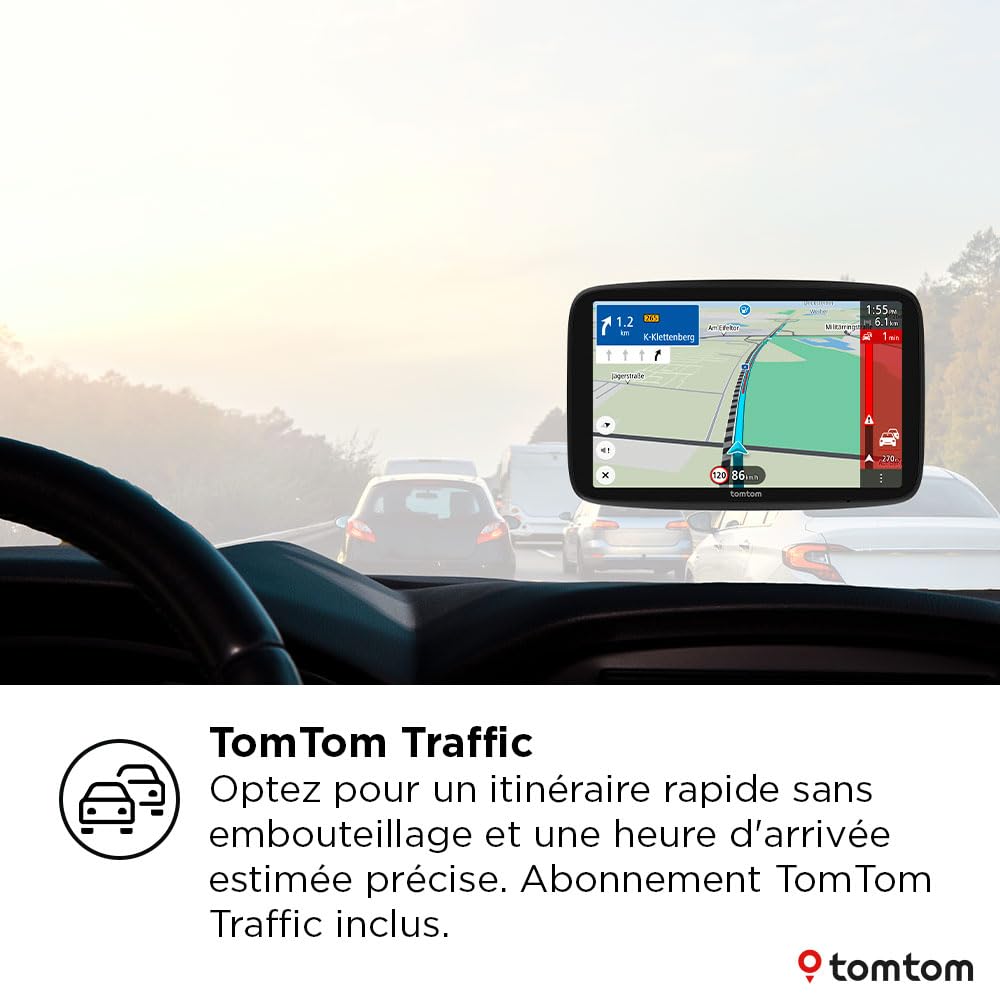 TomTom GPS GO Navigator (écran 7" extra-large, infos trafic en temps réel, alerte des zones de danger 1 an d'essai inclus, carte d'Europe, mise à jour via Wi-Fi, services Premium, fixation magnétique)