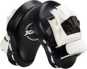 Valleycomfy Luvas de perfuração com foco curvo de boxe - Almofadas de mão de treinamento de couro sintético
