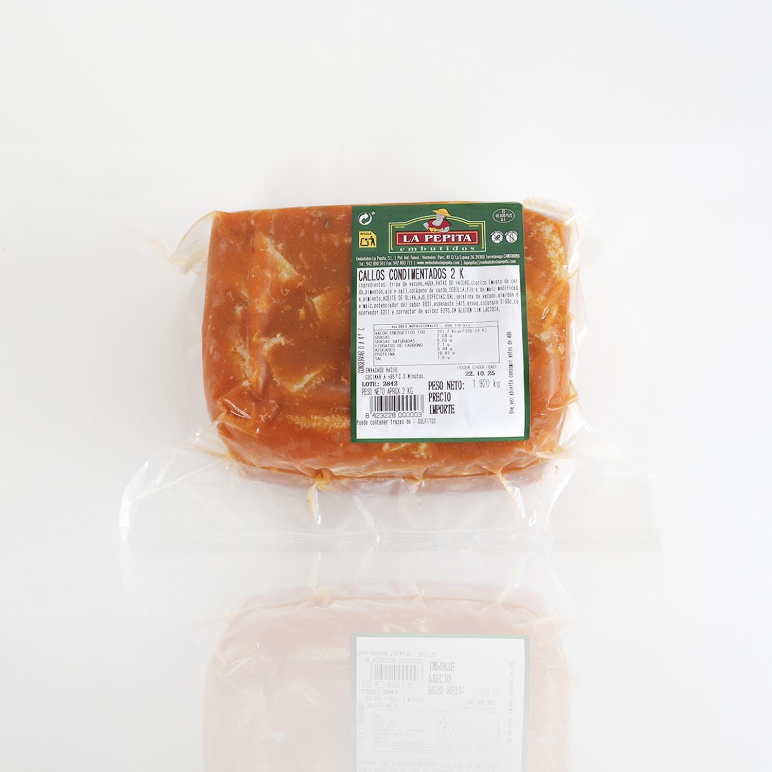 EMBUTIDOS LA PEPITA – Callos Condimentados al Estilo Tradicional | Formato 2 Kg | Envasado al Vacío | Receta Casera con Tripa y Pata de Vacuno | Listo para Calentar | Producto Español
