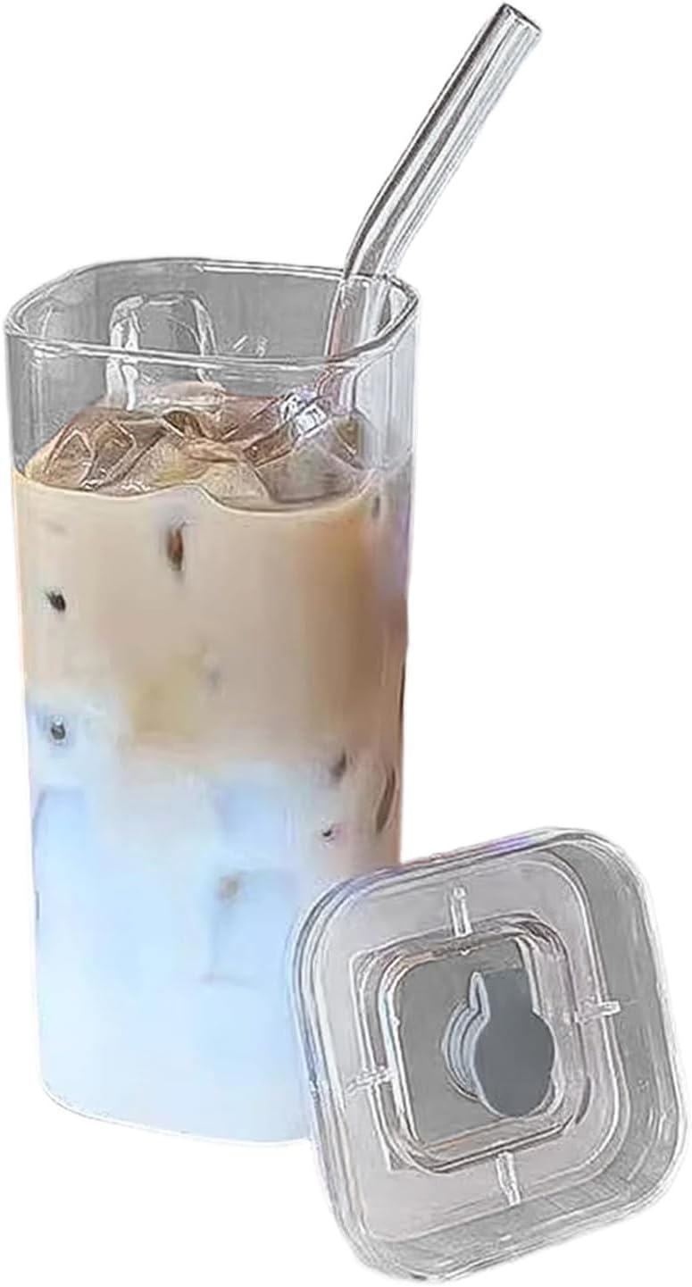 Glass Cups - Transparent Spill Resistant Square Glassware, Modern Square Drinking Glasses for Water Coffee Juice Beer Wine | Clear Beverage Cups for Bar Kitchen | Party Restaurant Tableware