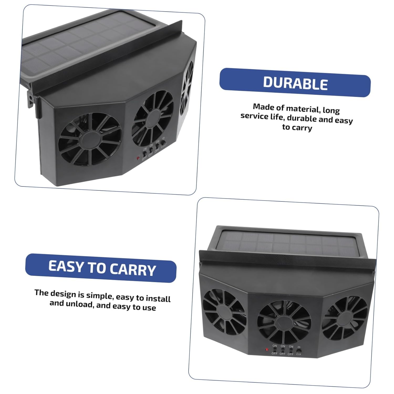 Solar Powered Car Exhaust Fan Outlets Efficient Air Ventilation Cooler for Vehicle Keeps Interior Fresh and Reduces Smoke Odor for Hot Weather Use