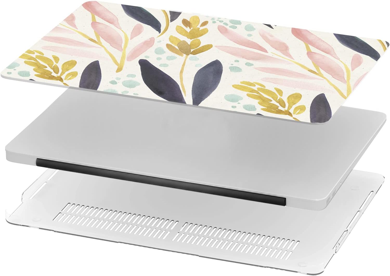 Mertak Hard Case Compatible with MacBook Pro 16 14 Air 15 13 inch M3 M2 M1 Mac 2024 2023 2022 2018 Botanical Print Pastel Protective Touch Bar Clear Leaves Plastic Wheat Plant Watercolor Cover Laptop