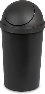 CNEIESD 1-Pack Round Swing-Top Bathroom Trash Can, 3-Gallon, Ideal for Simultaneous Use in Bathrooms, Kitchens, Other Small Spaces (Black)