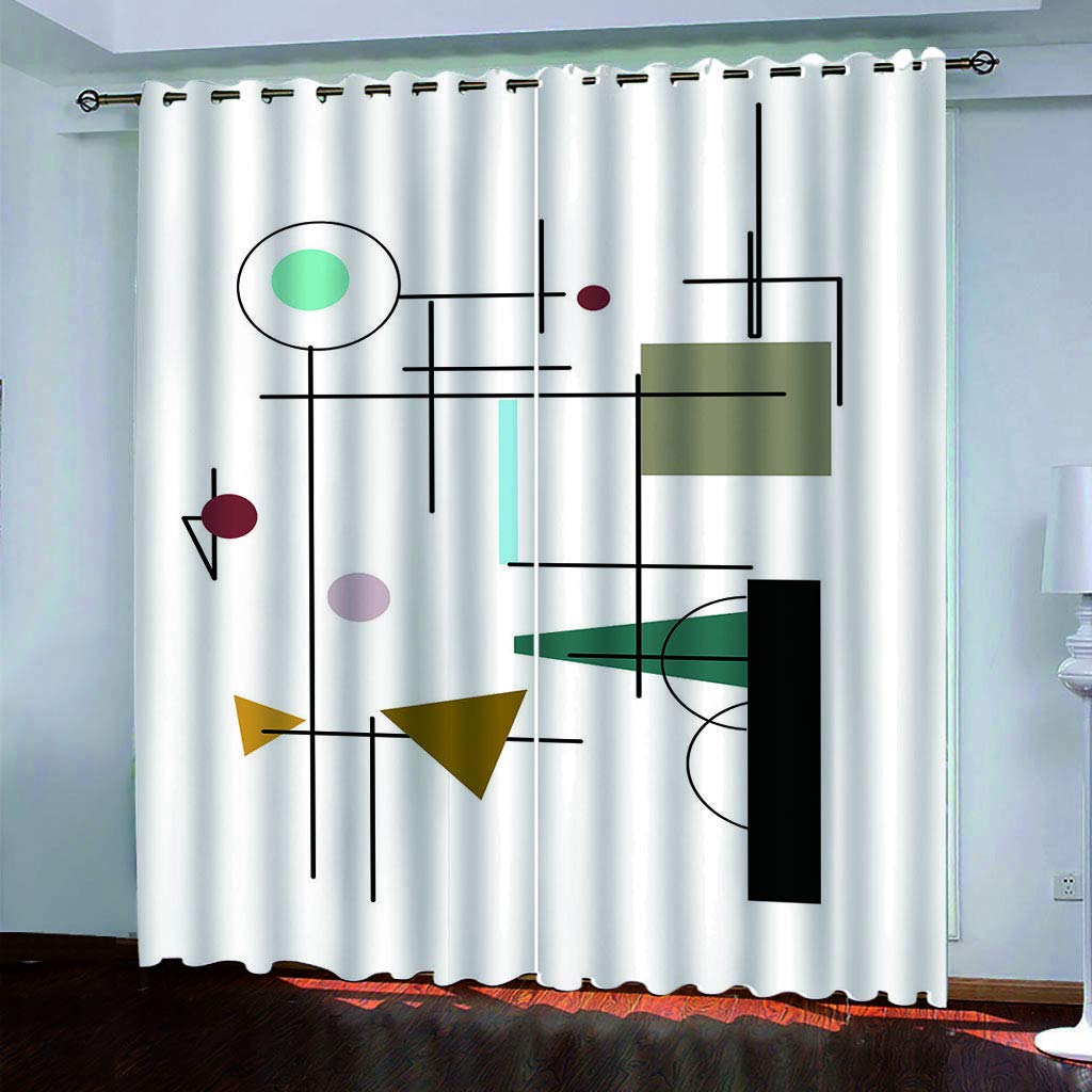 Maynuo Girls Curtains For Bedroom 3D Geometric Printing Eyelet Top Curtain For 62X78inch Kids Window Treatments For Home Decoration Thermal