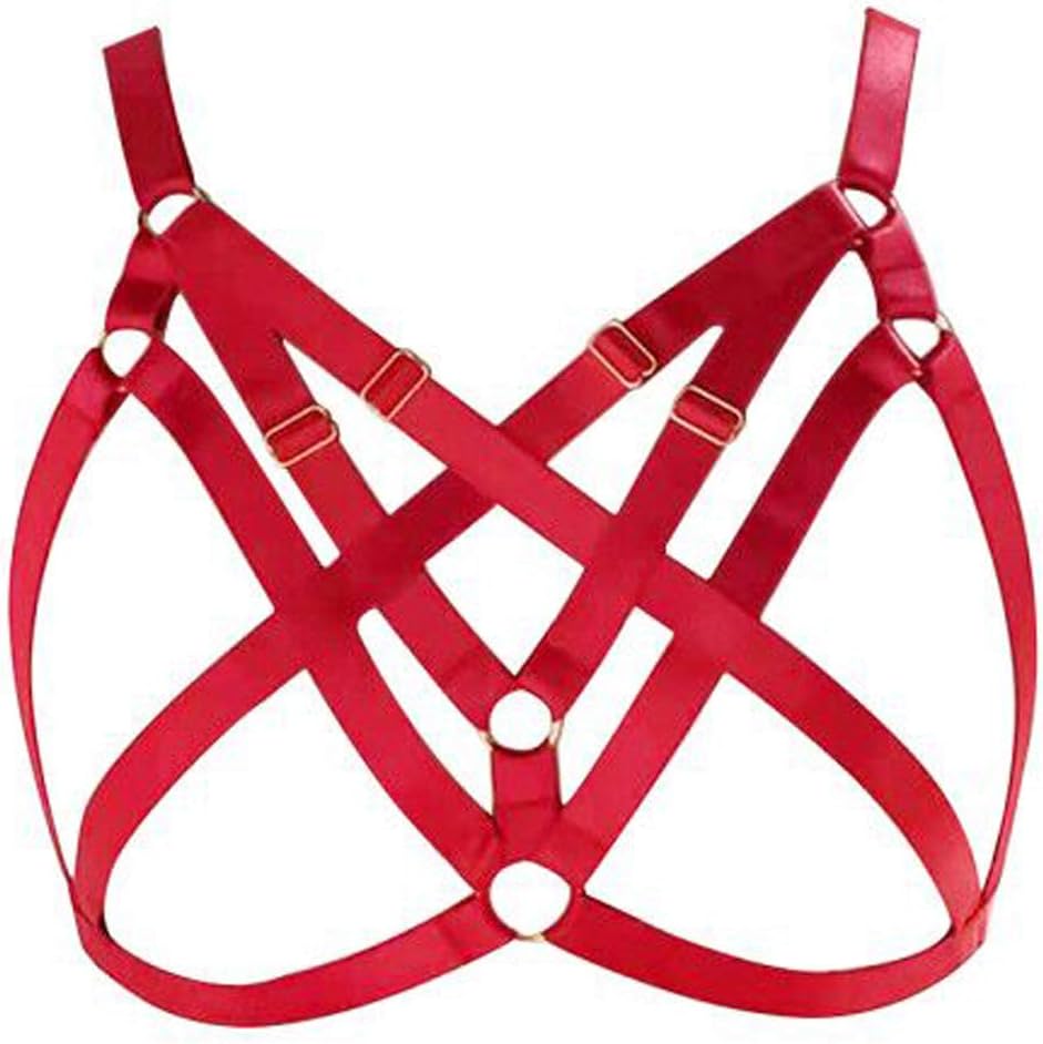 LIVE4COOL Women Harness Elastic Cupless Cage Bra Sexy Lingerie for Women Adjustable Hollow Out Crop Top Exotic Strap Bra - Amazon product rated Grade B
