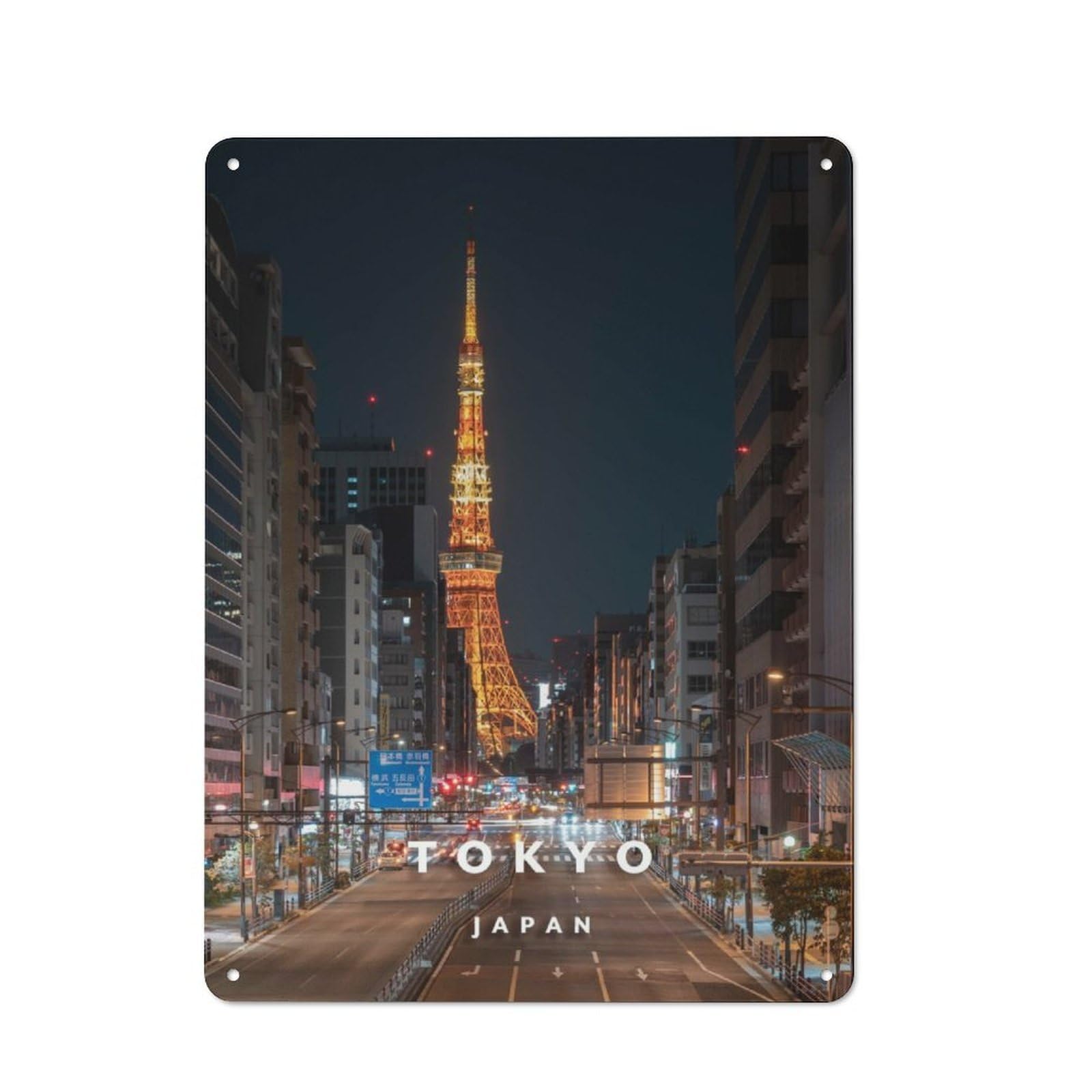Rustic Tokyo Tower Tin Wall Plaque 40x30cm, Rustic Kitchen Decor for Cottage, Kitchen, Hallway Or Breakfast Nook