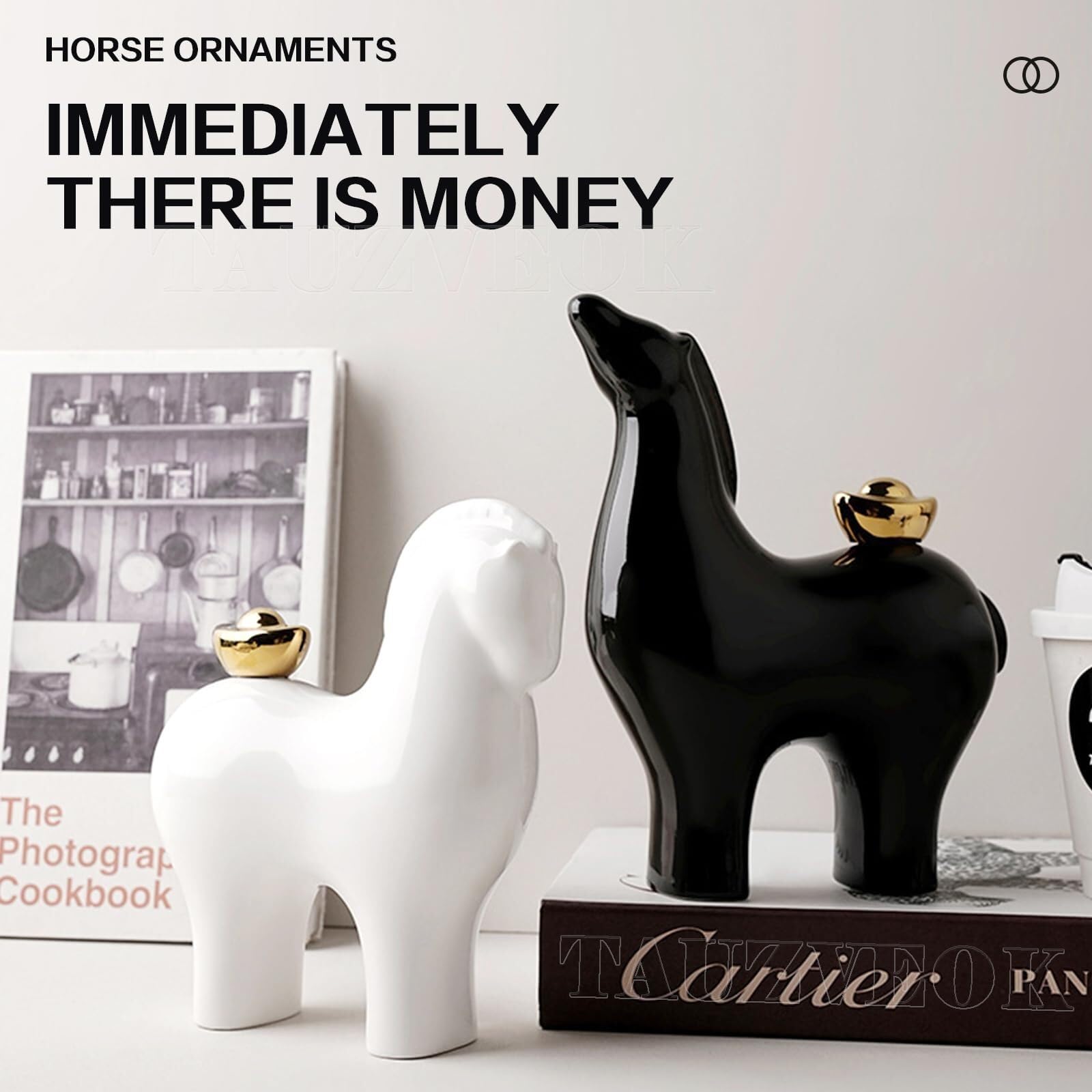 Regalos para Mujeres Escultura Abstracta Moderna de la Estatua del Caballo Deco, apartamento Dormitorio Decoración para estanterías