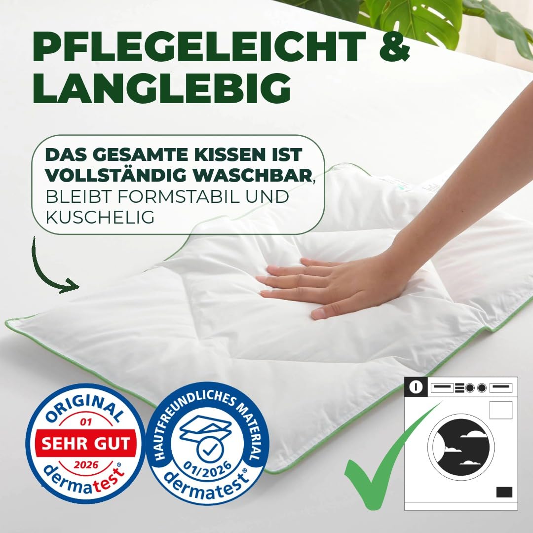 Welldora Kinderkissen 40x60 cm – flaches Kinderkissen (1–6+ Jahre), hautfreundlich & pflegeleicht, 100% Baumwollbezug, Oeko-TEX® Zertifiziert, waschbar & liebevoll gestaltet
