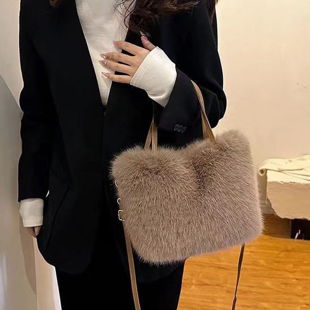 Grand Fourre-tout En Peluche En Fausse Fourrure, Sac à Bandoulière D'hiver Moelleux Pour Femmes, Sacs à Main De Styliste Chauds Et Doux Pour Femmes, Sacs à Main De Shopping