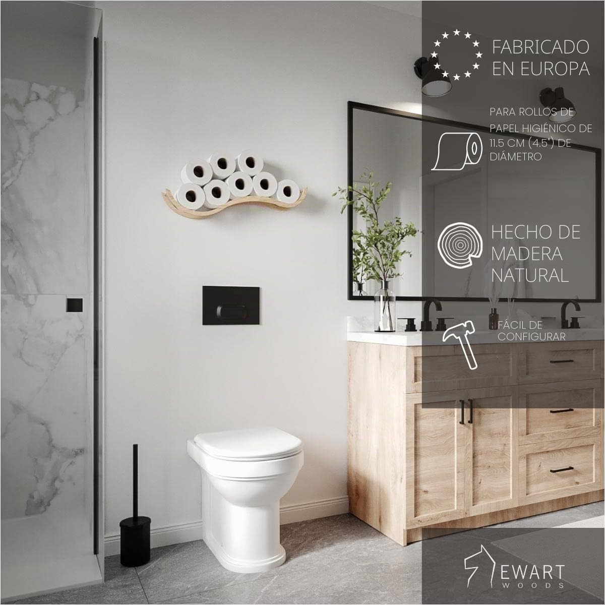 Portarrollos de papel higiénico de madera para papel higiénico, soporte de madera para papel higiénico