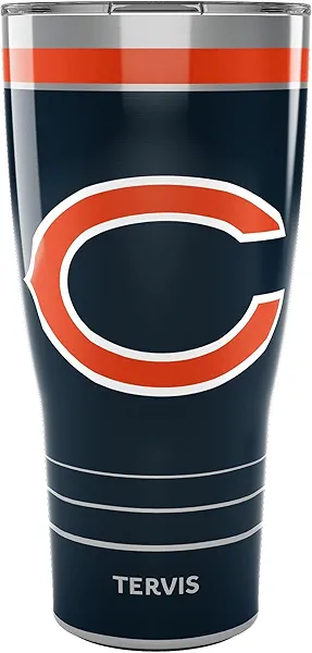 Tervis Traveler NFL Chicago Bears - MVP Triple Walled Insulated Tumbler Travel Cup Keeps Drinks Cold & Hot, 30oz, Stainless Steel