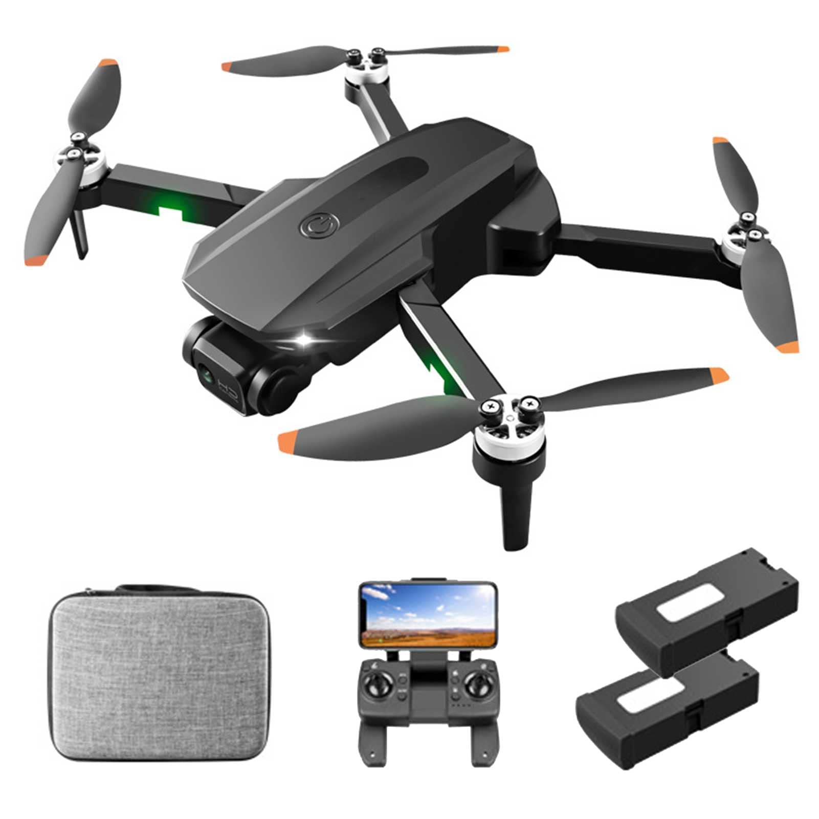 Drony z kamerą dla dorosłych 6K GPS Foldable 5G Quadcopter for Beginners with Optical Flow Positioning Auto Return Home Follow Me Brushless Motor 25 Mins Long Flight Time (Black 2 BATTERIES)