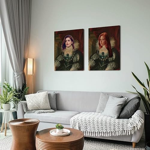 Miniatura 4 de YUNBABA Lienzo personalizado impreso retrato real personalizado de la foto renacentista de mascotas, pintura al óleo vintage, arte de reina, retrato