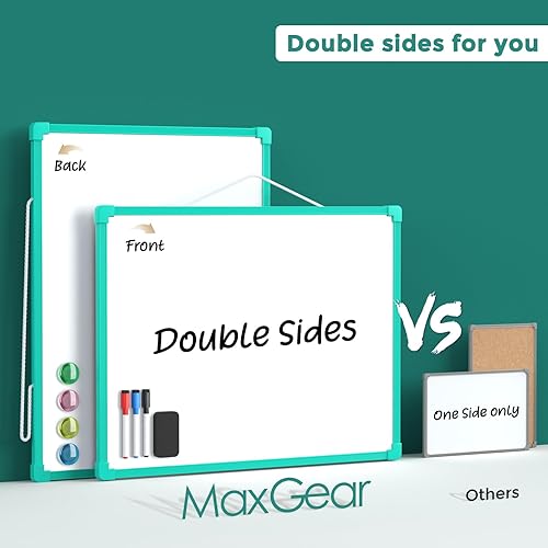 Vista 50 de MaxGear Pizarra blanca colgante de doble cara para pared, pizarra blanca colgante de 16 x 12 pulgadas, pequeña pizarra blanca de borrado en seco