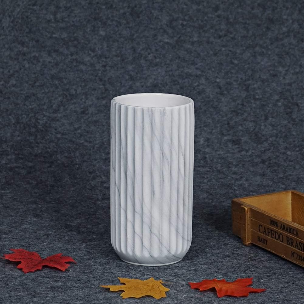 7 inch White Marble Ceramic Flower Vase Home Decor Vase and Table Centerpieces Vase - Ideal Gifts for Friends and Family, Christmas, Wedding, Bridal Shower