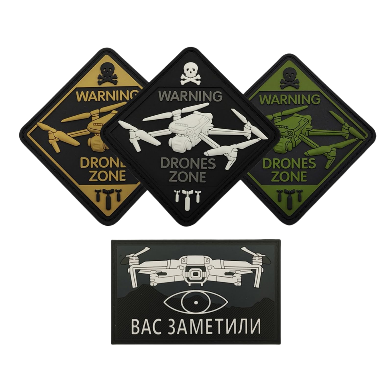 Patch lumineux PVC DRONES ZONE : caoutchouc tridimensionnel premium pour brassard tactique