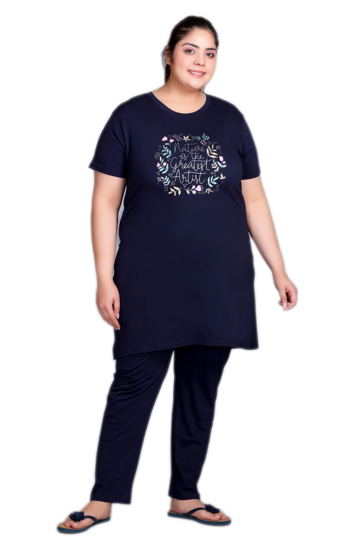 in love Women's Plus Size Graphic Printed Cotton Night Suit Set Short Sleeve-picture-36