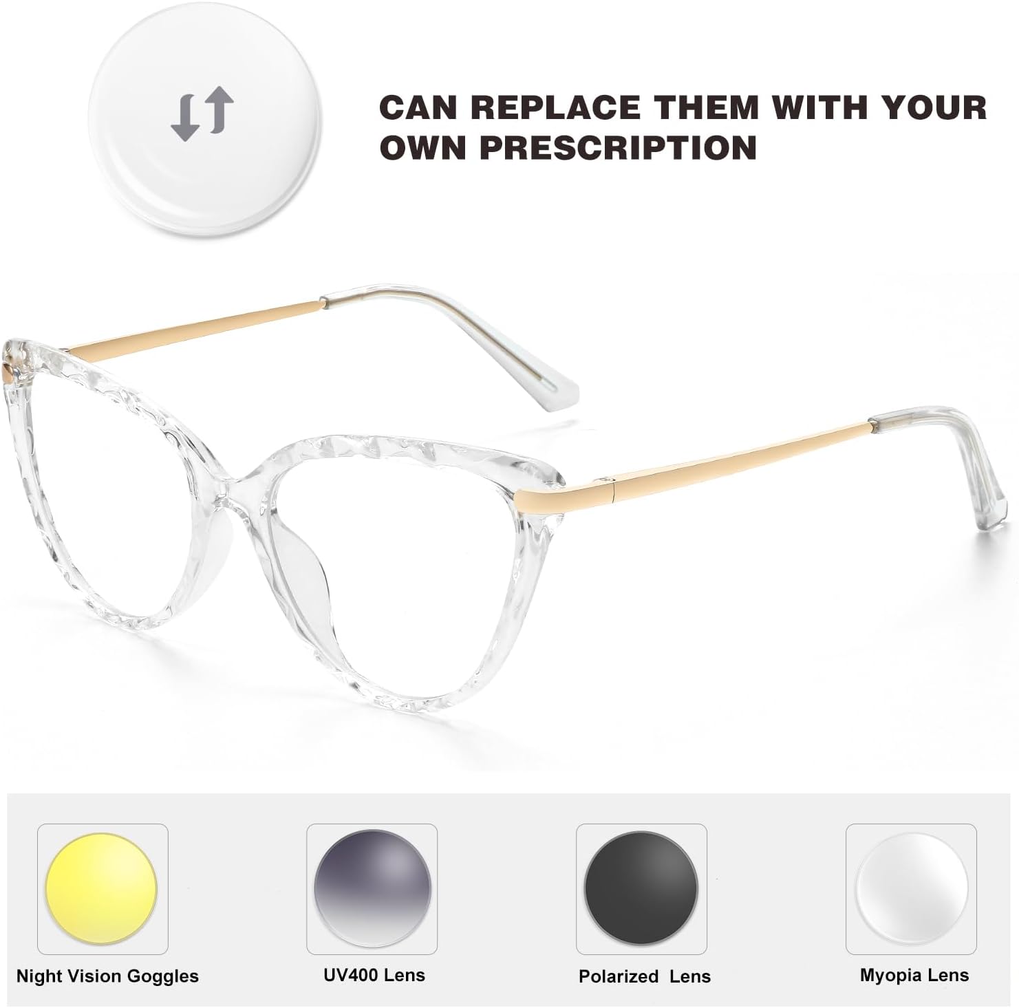 WOWSUN Sexy Cute Crystal Cat Eye Glasses Frame for Women Non-Prescription Fake Eyeglasses Eyewear Frame with Clear Lens - Image 3