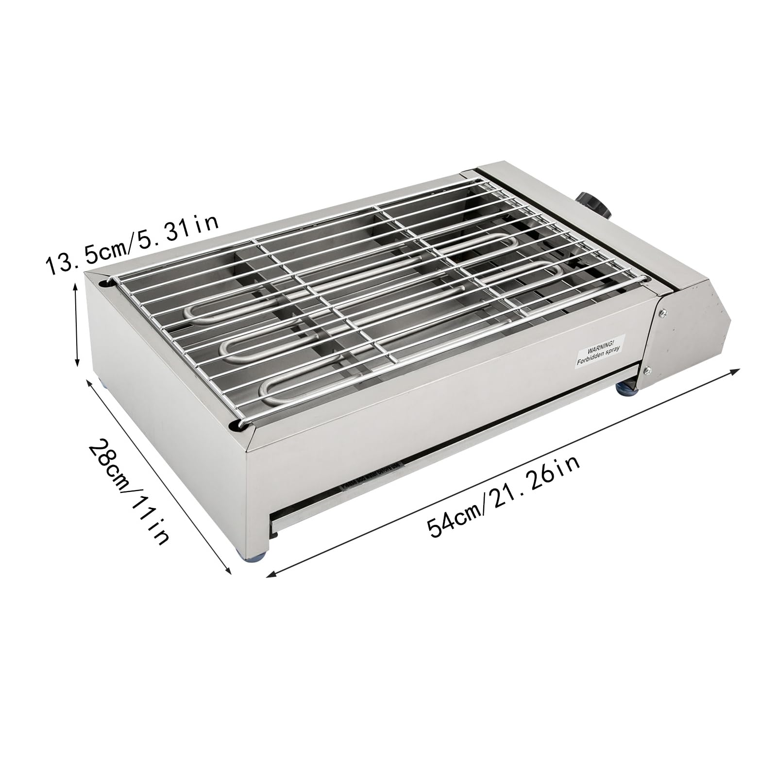 TdiriNar Electric Grill, 1.5KW Indoor/Outdoor Portable Barbecue Oven Grill w/Clear Indicators, Silver, Modern Style, Stainless Steel