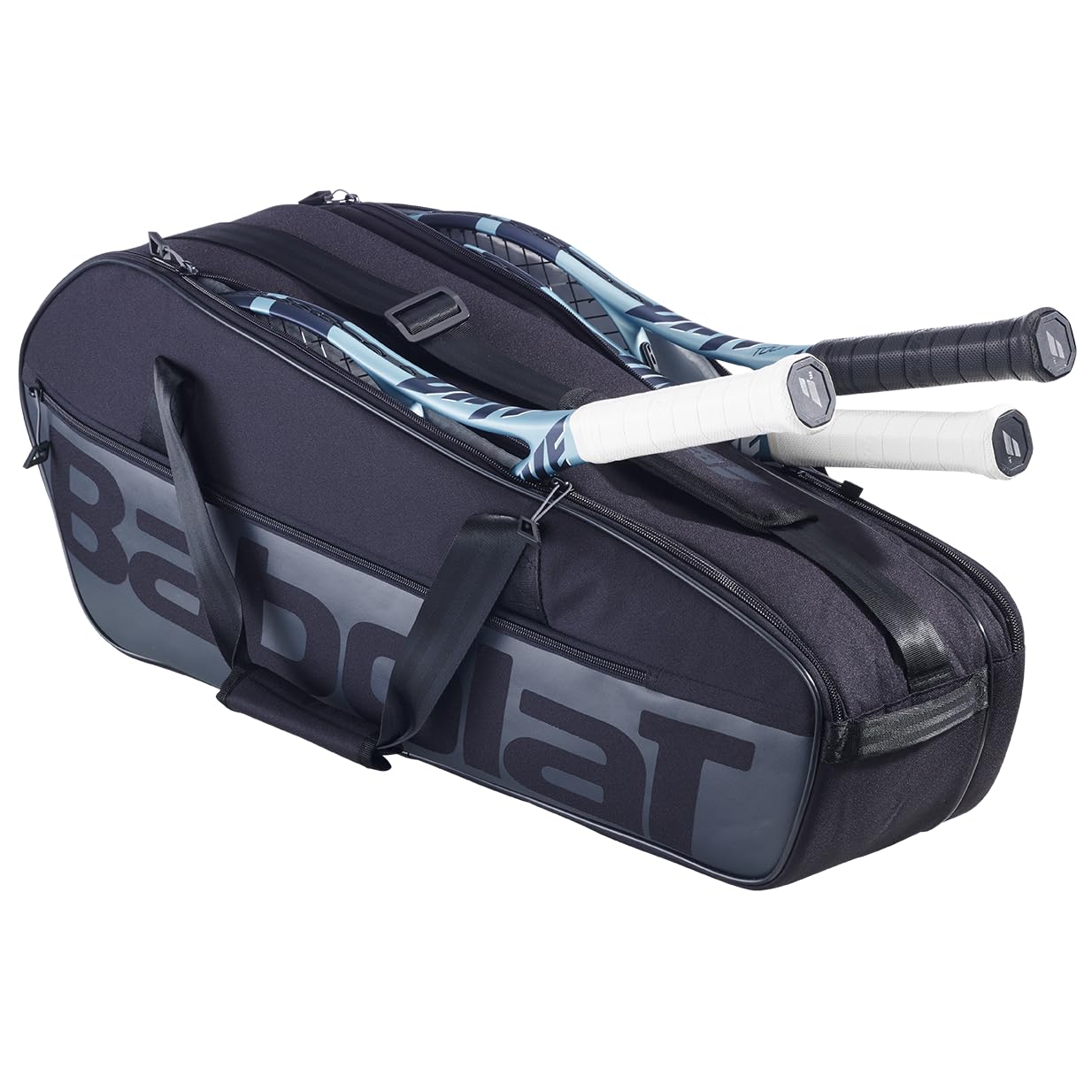 Babolat, Bolsa de Deporte Modelo Cross Court, 40 litros, Negro, 2 Compartimentos Principales, Bolsillos para Accesorios, Transporte Trasero, Material Ultra Resistente y Repelente para 6 Raquetas