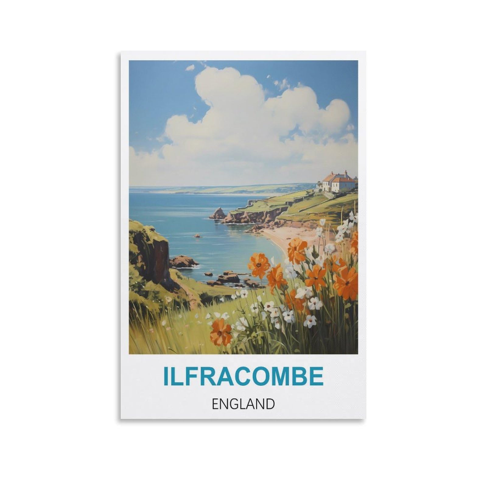 Xllyxygjq Unframe-Style Ilfracombe England Vintage Travel Posters 08X12inch(20X30cm) Canvas Wall Art Poster Print Artwork Painting Picture For Home Decoration Living Room Office Bedroom