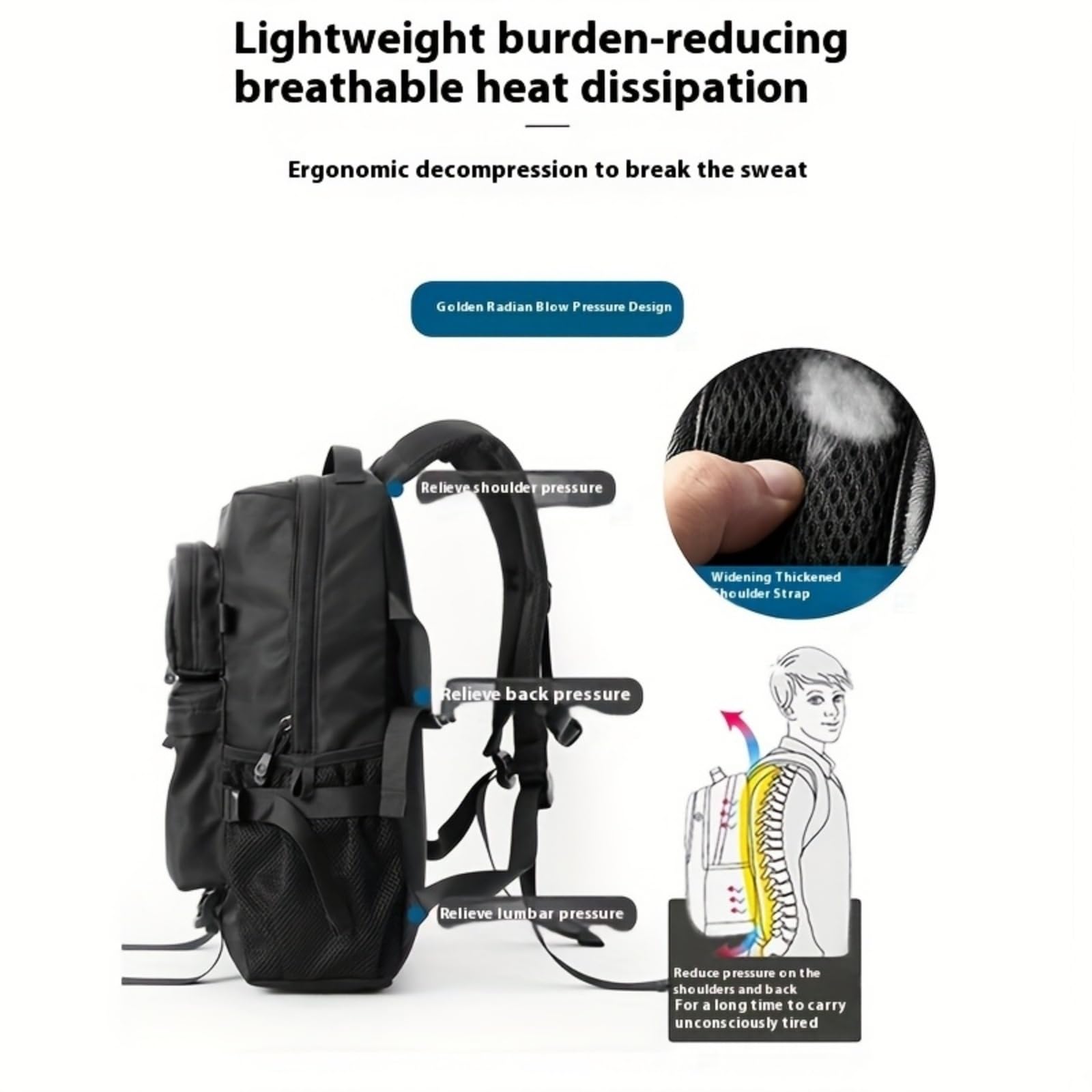 Zaino da Viaggio per Laptop 15,6 Pollici con Passeggiata Lo Scompartimento delle Scarpe del Cinturino Bagaglio-Light Blue