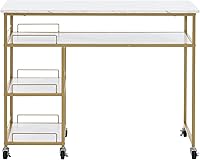 Vista 9 de BarberPub Mesa de uñas multifuncional con ruedas giratorias, escritorio de manicura de belleza de spa, estación de maquillaje simple moderna 2401